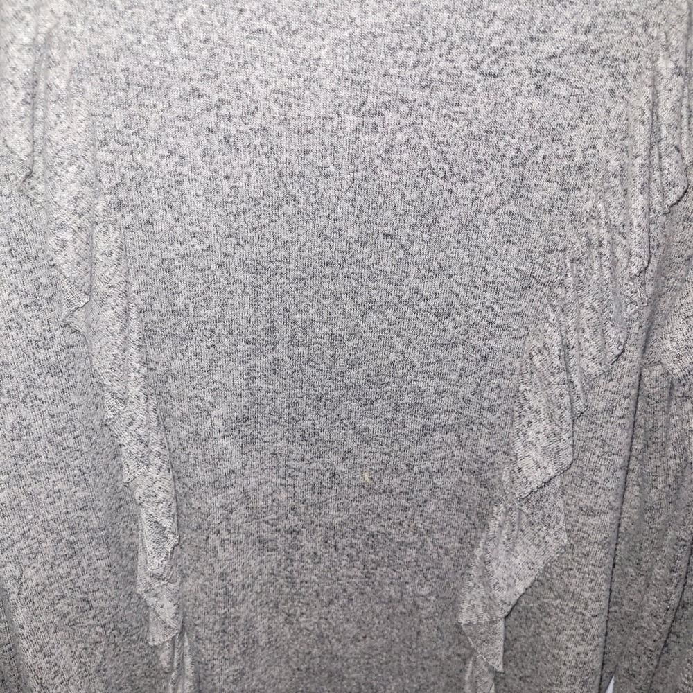 Paper Crane Womens Gray Marled Knit Ruffle Long Sleeve Scoop Neck Top Large - Picture 4 of 4